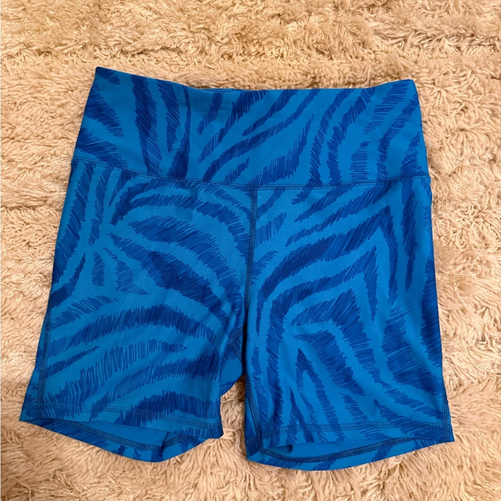 Blue zebra printed bike shorts